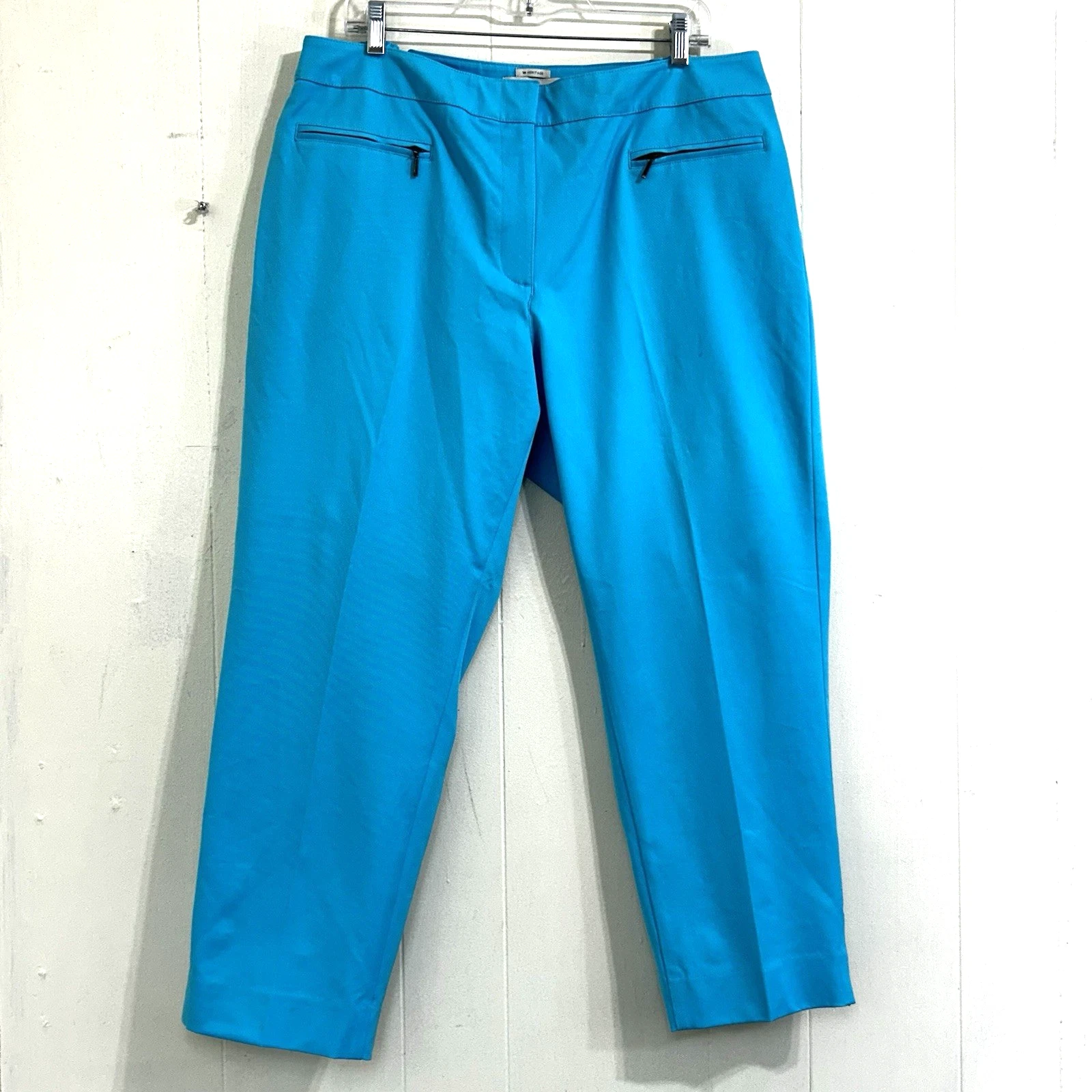 Talbots Women's Heritage Capri Pants Size 16W Teal Blue Pockets Crop Pants NWT.