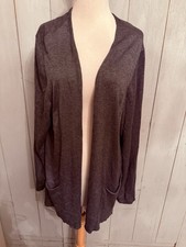 Eileen Fisher Sz 3X Fine Tencel Open Long Cardigan Sweater Pockets Grey