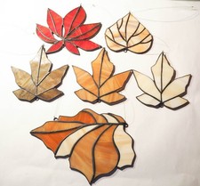 6 Tiffany Glasfensterbilder  Herbstlaub