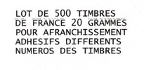 LOT 500 TIMBRES ADHESIFS FRANCE 20 GRAMMES POUR AFFRANCHISSEMENT FACIALE 760 €