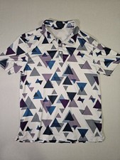 GreenSide Golf Mens L Polo - Purple Blue Geometric Triangle Print - Performance