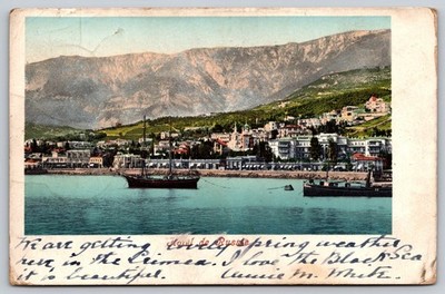 Vintage Hotel de Russie Crimea Postcard with Black Sea View 1915 AA169