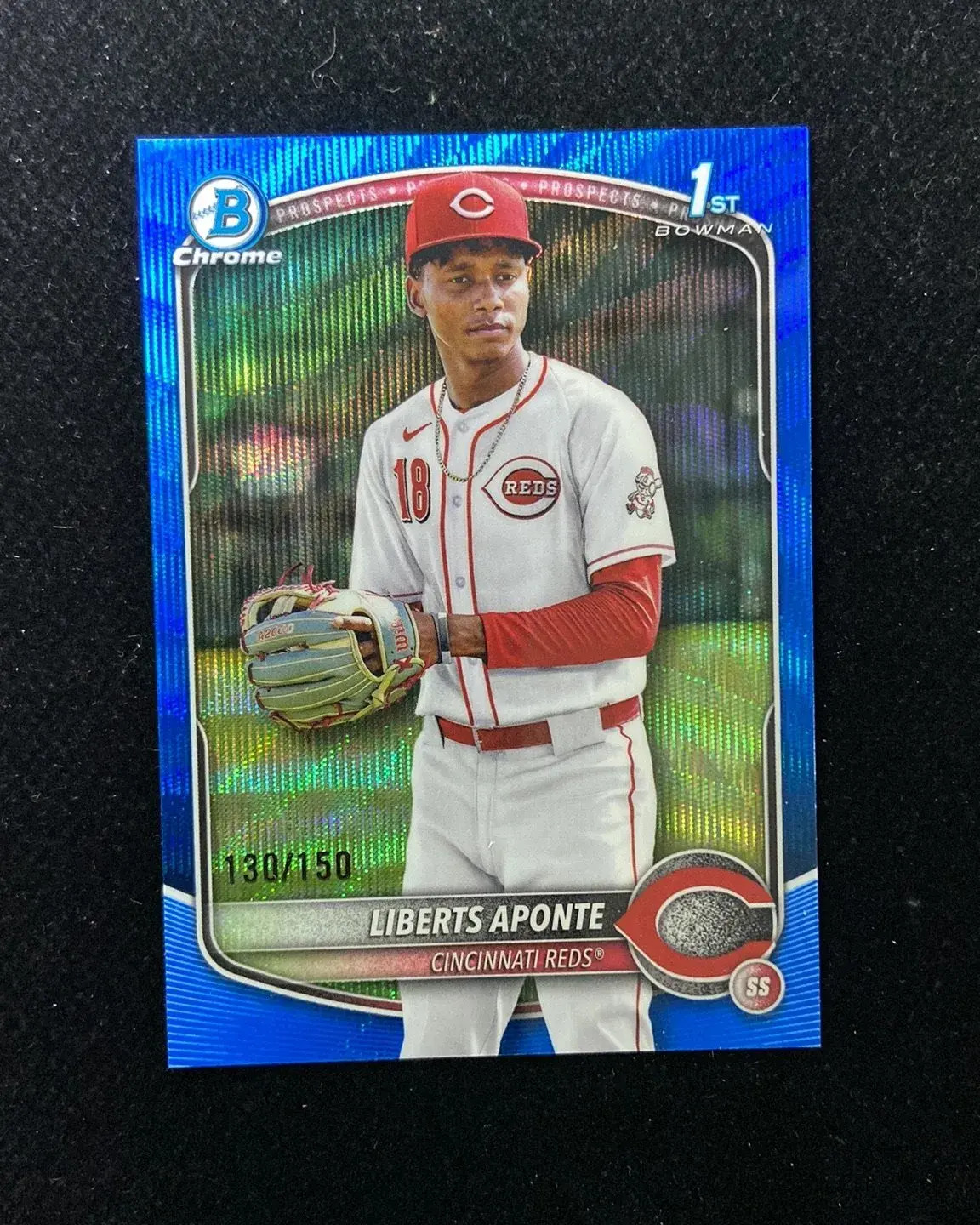 2025 Topps Bowman Chrome Blue Wave #BCP-174 Liberts Aponte 1st 130/150 Reds HD