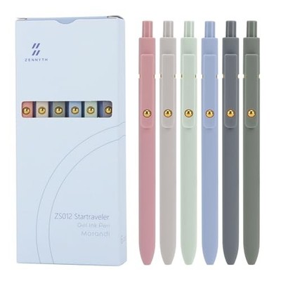  Gel Pens, 0.5mm Fine Point Quick Dry Blue Ink Pens Retractable, 6 Pcs-Blue Ink