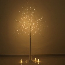 6 ft WHITE Lighted Birch Tree 350 LED Fairy Lights with Remote Timer Party