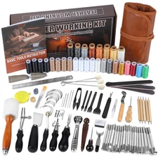 Leather Kit, Leather Tooling Kit for Beginners, Leathercraft Tools with Stamp...