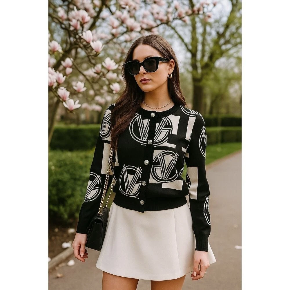 Valentino — Valentino Garavani Logo Cardigan Rare | Black & Cream | SZ S