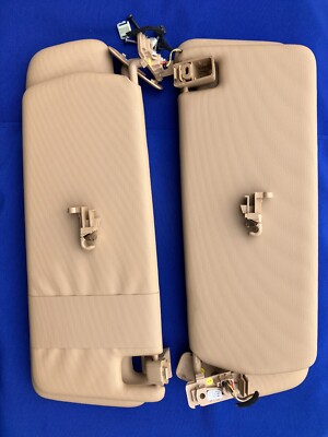 '11-18 Porsche Cayenne Front Left & Right Illuminated Sun Visor Pair Tan OEM