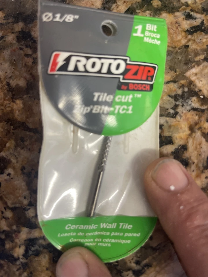 NUEVA BROCA DE CORTE DE AZULEJOS ROTOZIP TC1 1/8" (AZULEJO DE PARED, TABLERO DE CEMENTO Y YESO) CORTE Foto 3 de 4