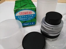 N.O.S. Cosmicar TV Lens S-16 mm  1:1.6 Vintage Japan ( READ)