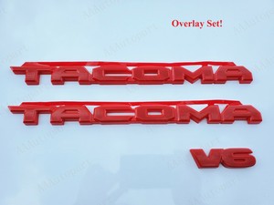 6PCS Gloss Red EMBLEMS OVERLAY KIT FIT FOR 2014-2020 TOYOTA TUNDRA SR5 5.7L V8