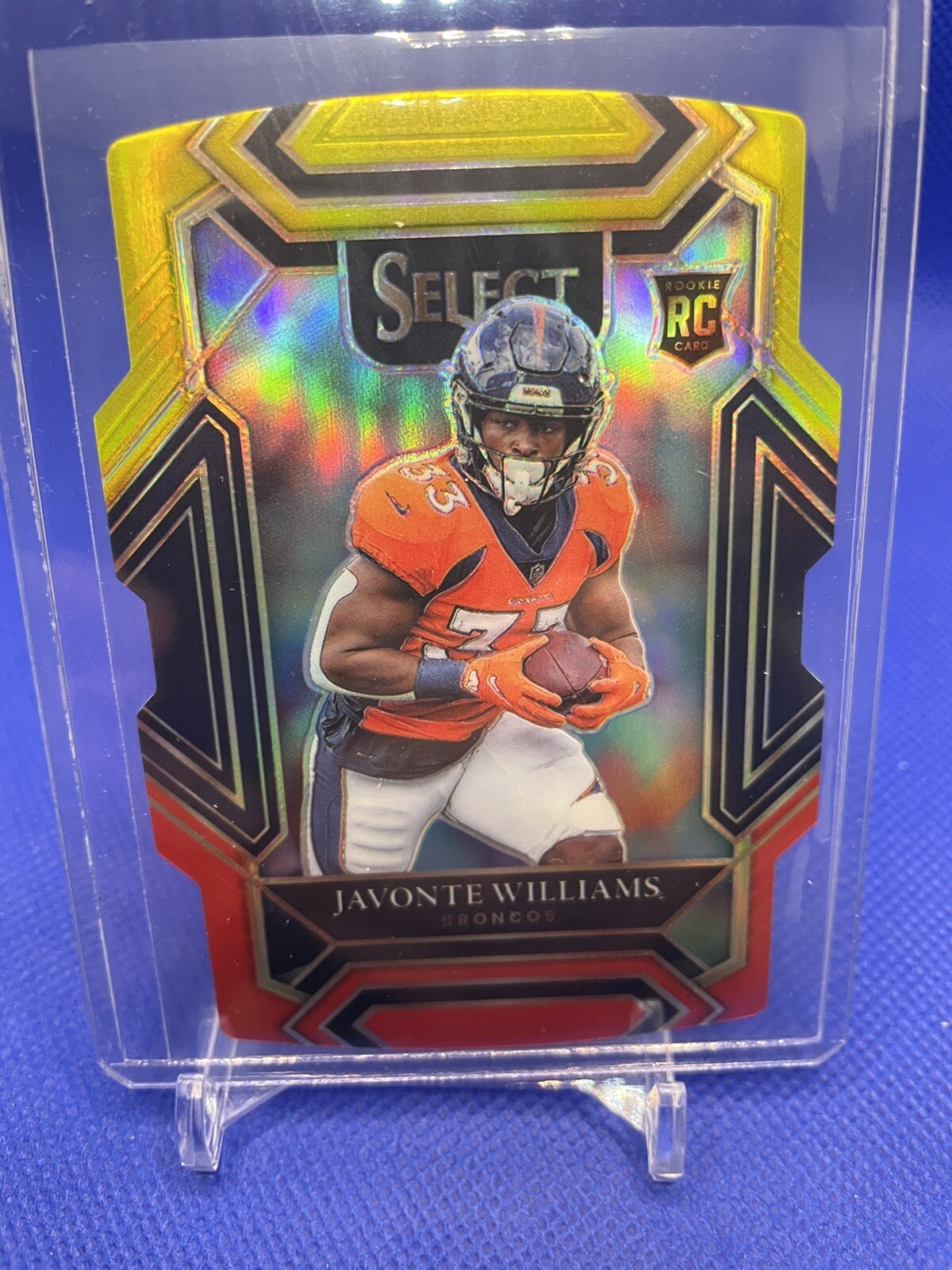 Javonte Williams 2021 Panini Select Red Yellow Prizm Die Cut Club Level Rookie