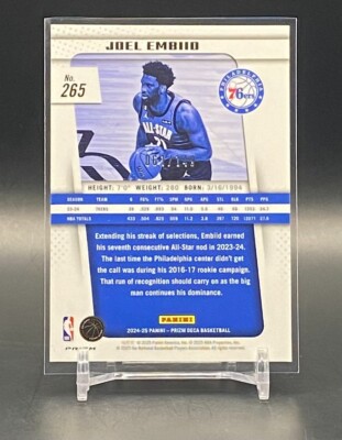 2024-25 Panini Prizm Deca Joel Embiid Blue Prizm #/149 All-Star