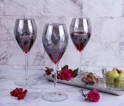 Vintage Etched Wine Glasses - Sandblasted Wine Glass Set of 6 - Diva Goblet  Set | eBay