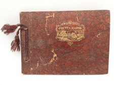 ANTIQUE PHOTOGRAPH ALBUM SMALL TRAVEL PHOTOS MINING BEACHES DOGS CARS