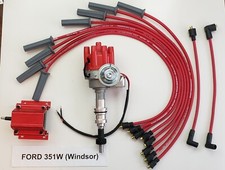 Ford 351w Small Female Cap Hei Distributor Red 50k Coil 8.5mm Plug Wires Usa