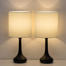 Set of 2 Modern Table Lamp Bedside Nightstand Lamp for Bedroom Living Room Dorm