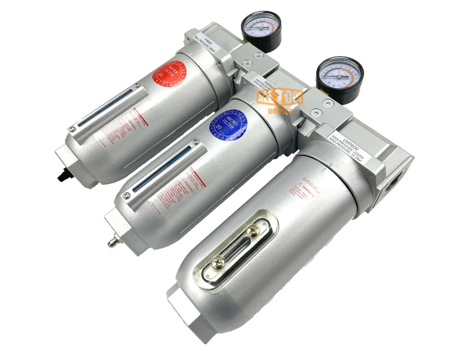 3/4" Super Duty Inline Compressed Air Filter Clean system 3 Stage Auto Drain - Image 3 of 4