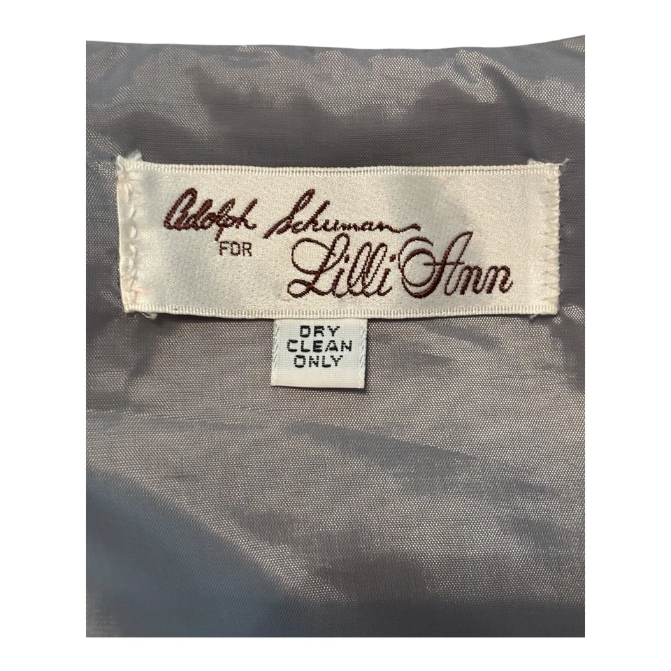 Traje de Ultragamuza Lilli Ann Vintage Años 70 Gris Falda Chaqueta Trenza Borde Hecho en Unión Foto 2 de 4