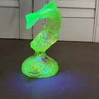 Vintage Fenton Vaseline Uranium Iridescent Jumping Fish Trout Koi Figurine