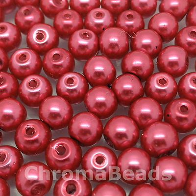 6mm Glass Faux Pearls Magenta 100 beads jewellery making