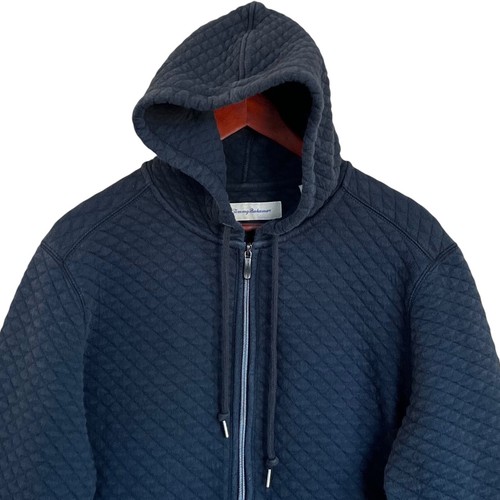 Tommy Bahama Hoodie Womens Large Black Full-Zip Jacket Sweatshirt Cabincore Snow