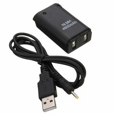 Manette Xbox 360 Officielle Microsoft - Noire Avec Batterie Et Câble USB - Occasion Fonctionnelle