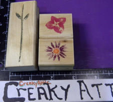 DAISY VIOLET FLOWER TOP STEM 3 RUBBER STAMPS INKADINKADO CREAKYATTIC