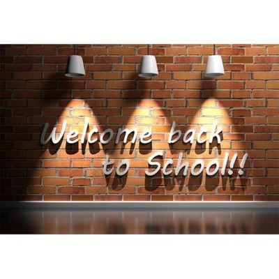 6x4ft Welcome Back to School Backdrop Blackboard Red Brick Walls Spotlights P...