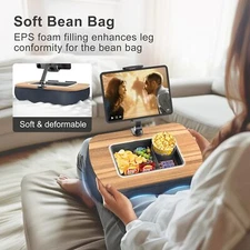 Lap Beanbag Tablet Pillow Stand,Adjustable iPad Holder with Snack Bowl