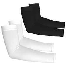 UV Sun Protection Arm Sleeves for Men  Women,UPF 50 2 Pairs - White  Black