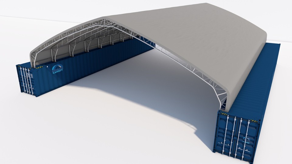 60W-80L-15H (ft) Double Truss Container Shelter Quonset Hut Shed Hoop ...