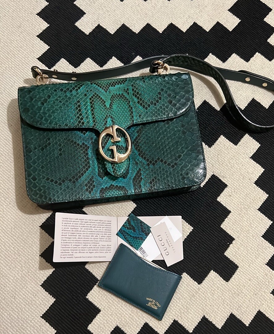 Gucci Python Medium Shoulder Bag Green - image 13