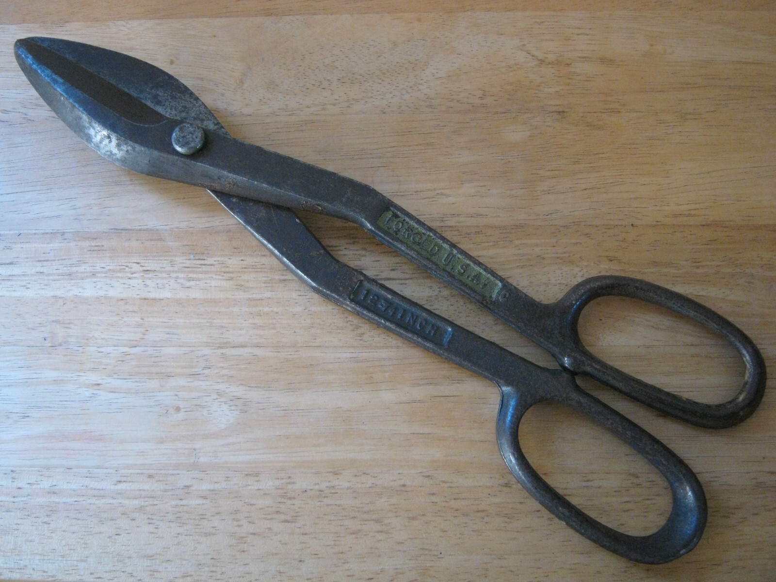 Vintage Forged in U.S.A. Tin Snips Metal Shears 12-3/4"