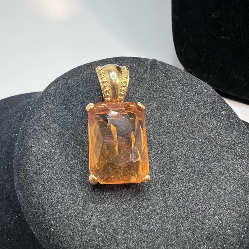 Joan Rivers Pendant Slide Necklace Enhancer Faux Topaz Faceted Glass 1.5 Inch - Picture 4 of 4