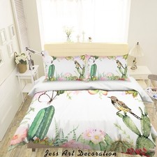 3D Bird Cactus Plant Quilt Cover Set Duvet Cover Bedding Pillowcases