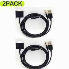 2PACK 5ft 30Pin to 3.5mm Audio AUX Cable  usb Data Charging for iPod iPhone 3 4