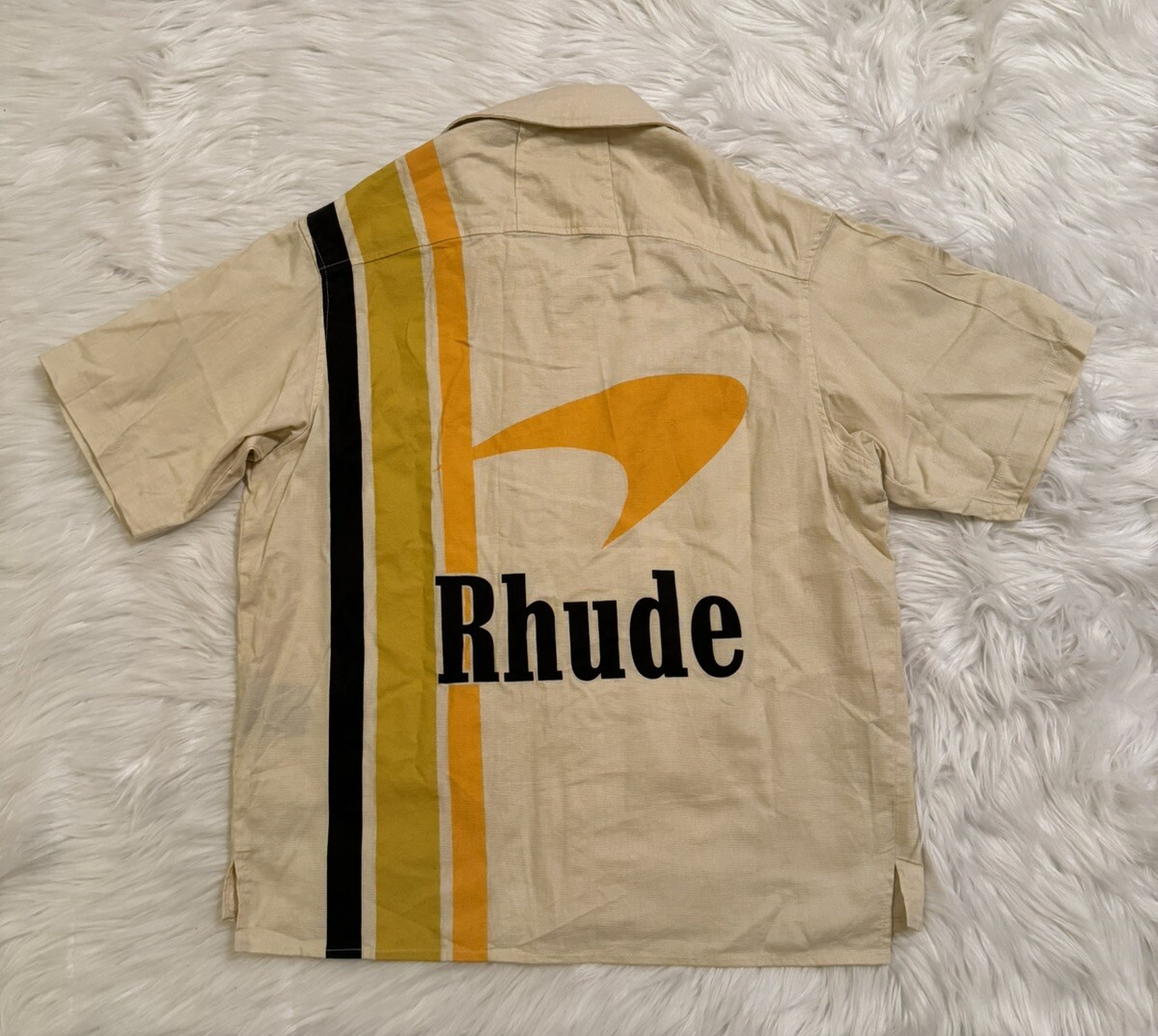 Rhude x McLaren Pit Crew Button Up Shirt White Small | eBay
