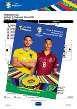 #34 UKRAINE v BELGIUM 26 June 2024 EURO FAN 12 pages + OFFICIAL LINESUP