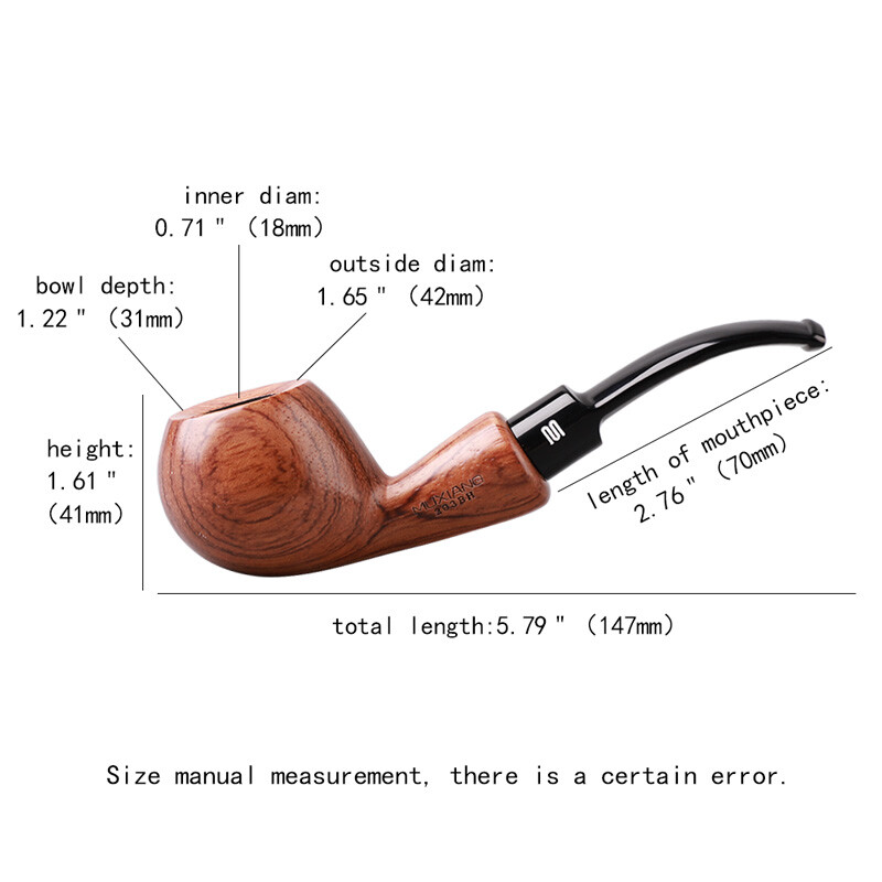 Rosewood Tobacco Pipe 9mm Carbon Filter Bent Stem Mouthpiece Wood Smoking Pipe
