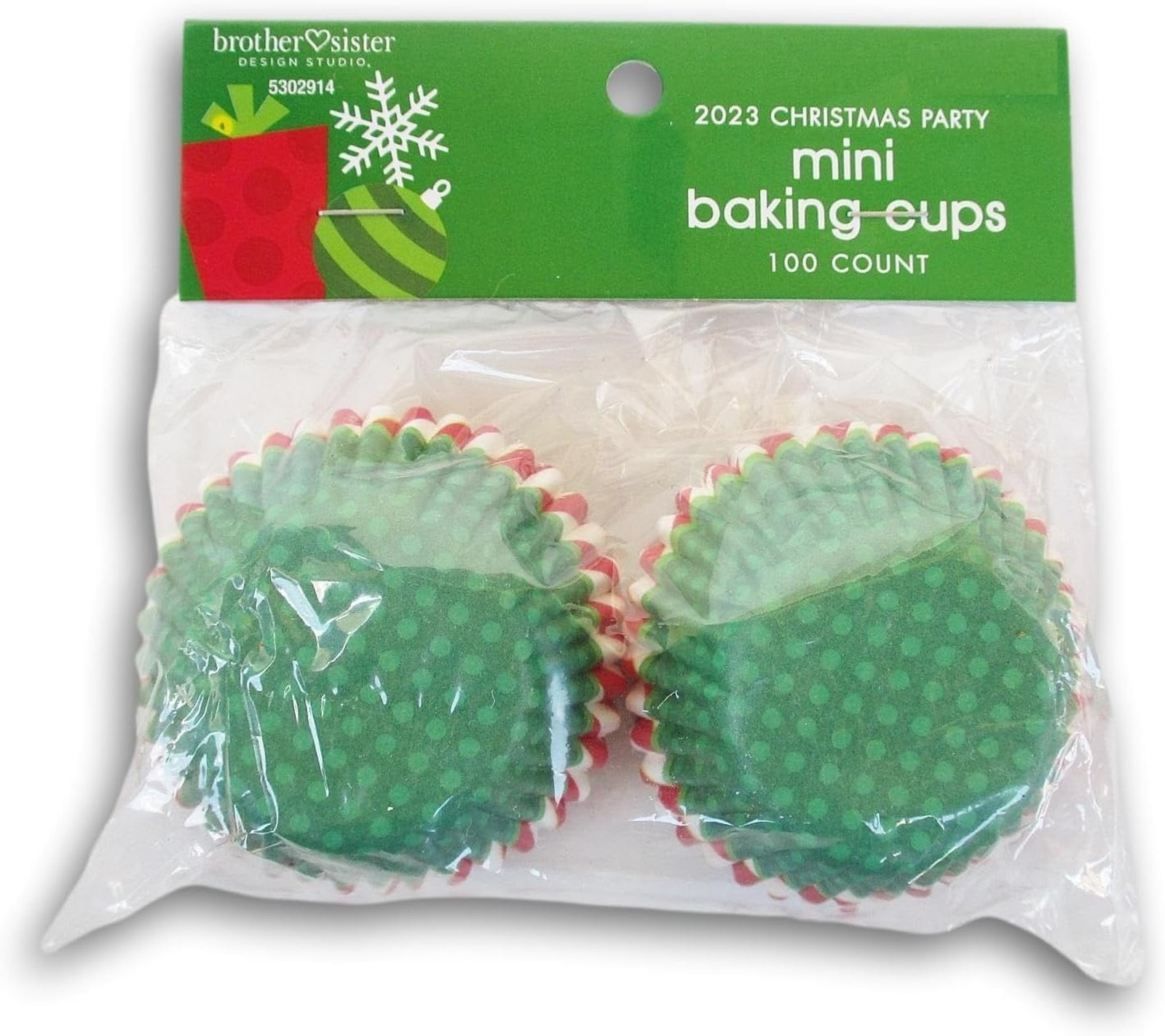 Christmas Mini Baking Cups - Green Paper Liners for Cupcakes & Muffins