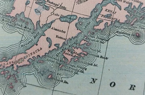 Vintage 1895 ALASKA Map 14"x11" Old Antique Original KODIAK ISLAND JUNEAU AK - Picture 5 of 5