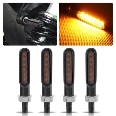 4x LED Motorcycle Mini Turn Signal Blinker Light Amber For Bobber Cafe Racer