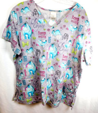 Disney Women's Scrub Eeyore Pattern, Multi Color Size L