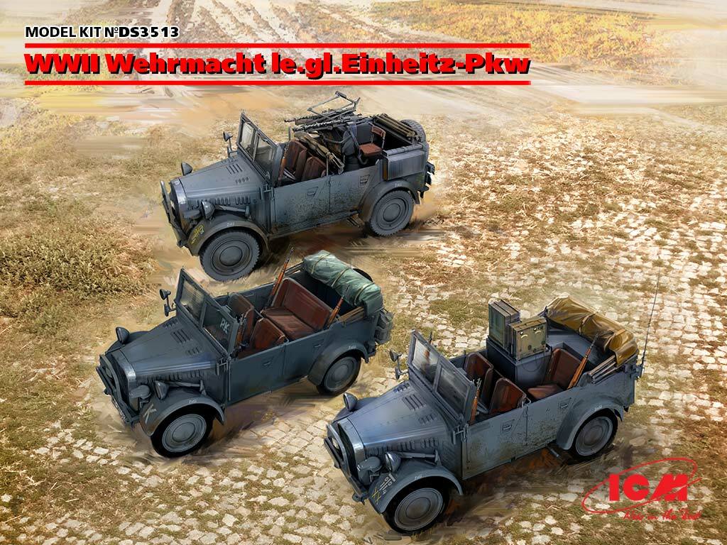 WWII Wehrmacht Le.gl.Einheitz-Pkw (le.gl.Pkw Kfz.1  Kfz.2 Kfz.4) 1:35 Model Kit