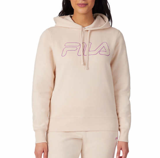 NUOVA FILA felpa con cappuccio donna pullover peso medio con logo in pile taglia large