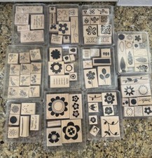 Stampin Up Lot Of 11 Sets Large Wood Mounted Stamps Floral Designs 75 Stamps