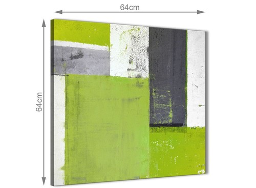Lime Green Grey Abstract Painting Canvas Wall Art Print - 64cm Square - 1s339m - Picture 3 of 4