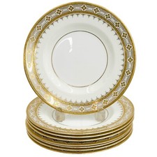 8 Minton England for Tiffany  Co Gilt Porcelain 9 inch Salad Plates H4134