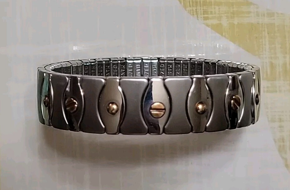 MANUEL ZED Stainless Steel 18K GOLD Stretch Expansion BRACELET